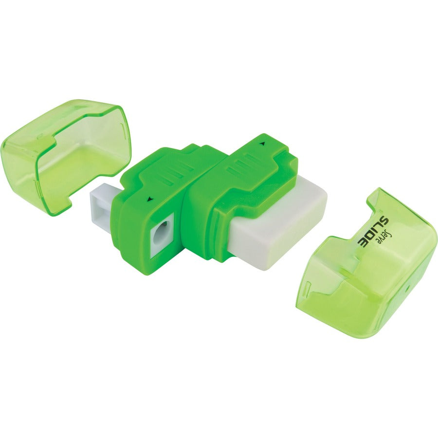 Serve Slide Eraser & Sharpener - Plastic - Multicolor - 1 Each