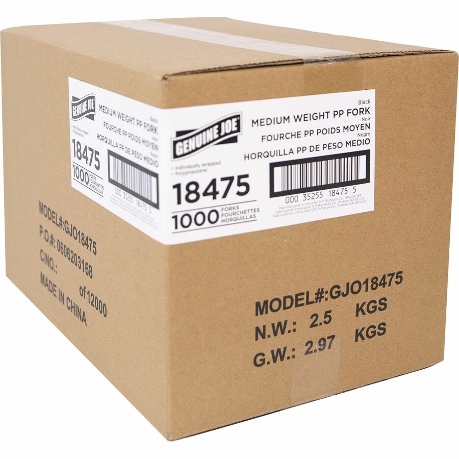 genuine-joe-medium-weight-individually-wrapped-forks-1000-carton-fork-breakroom-disposable-black_gjo18475 - 5
