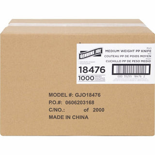 Genuine Joe Medium-weight Individually Wrapped Knives - 1000/Carton - Knife - Breakroom - Disposable - Black