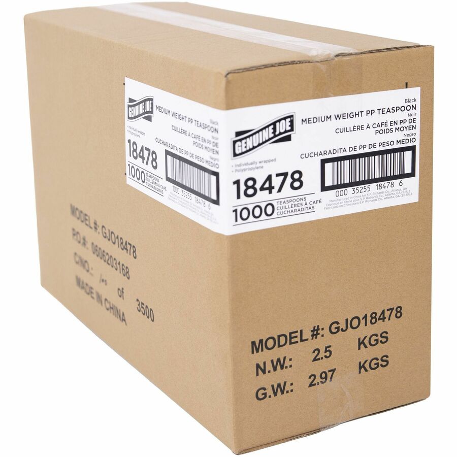 genuine-joe-medium-weight-individually-wrapped-teaspoons-1000-carton-teaspoon-breakroom-disposable-black_gjo18478 - 5