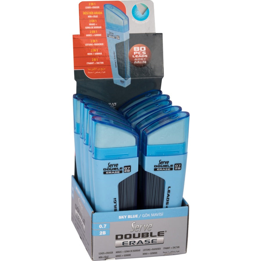 serve-double-erase-leads-&-eraser-blue-1-each-double-sided-smudge-free-dust-free-streak-free_srvdsmgm07 - 2