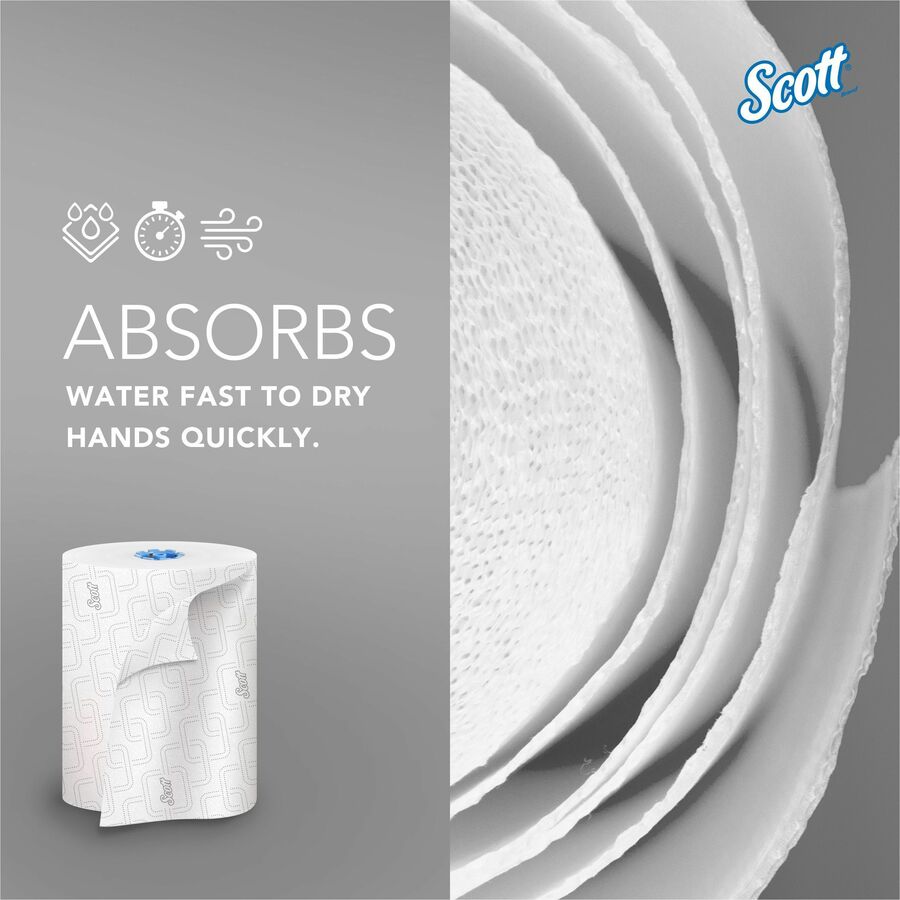 Scott Pro High-Capacity Hard Roll Towels with Elevated Design & Absorbency Pockets - 7.50" x 700 ft - 1.75" Core - White - Paper - Quick Drying, Absorbent, Hygienic - For Hand, Washroom, Breakroom, Restroom, Guest, Employee - 6 / Carton