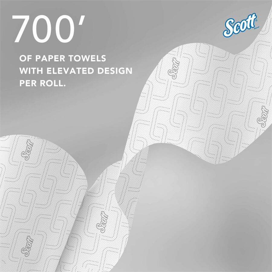 Scott Pro High-Capacity Hard Roll Towels with Elevated Design & Absorbency Pockets - 7.50" x 700 ft - 1.75" Core - White - Paper - Quick Drying, Absorbent, Hygienic - For Hand, Washroom, Breakroom, Restroom, Guest, Employee - 6 / Carton