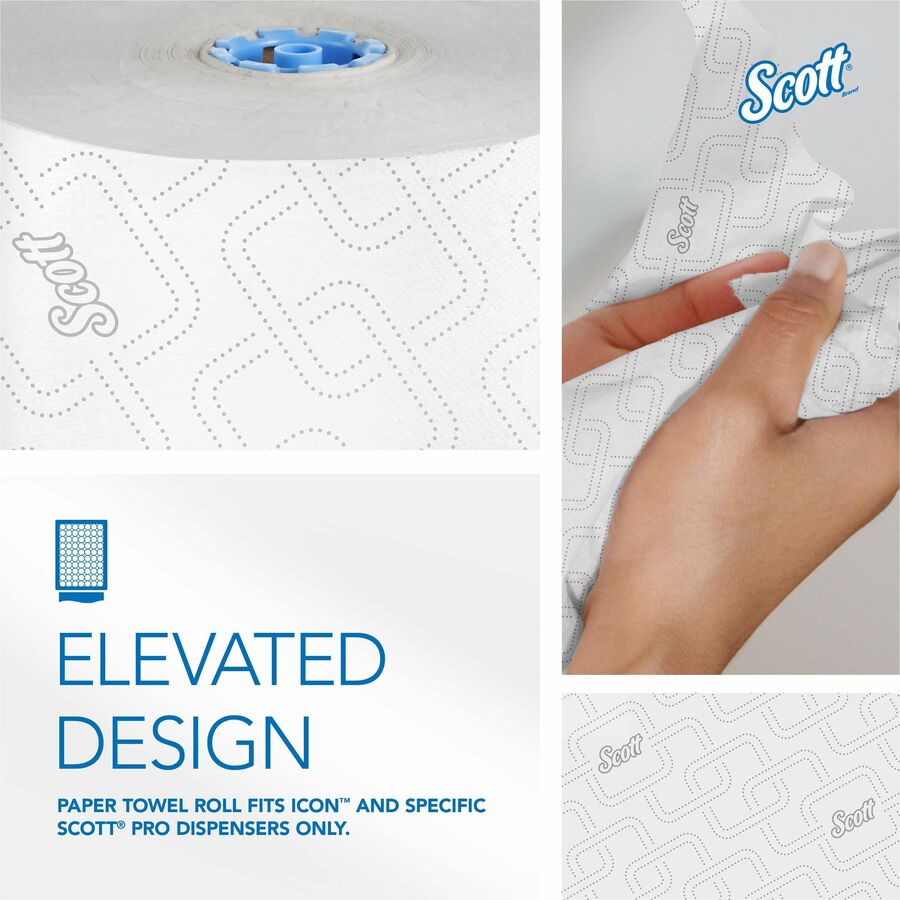 Scott Pro High-Capacity Hard Roll Towels with Elevated Design & Absorbency Pockets - 7.50" x 700 ft - 1.75" Core - White - Paper - Quick Drying, Absorbent, Hygienic - For Hand, Washroom, Breakroom, Restroom, Guest, Employee - 6 / Carton