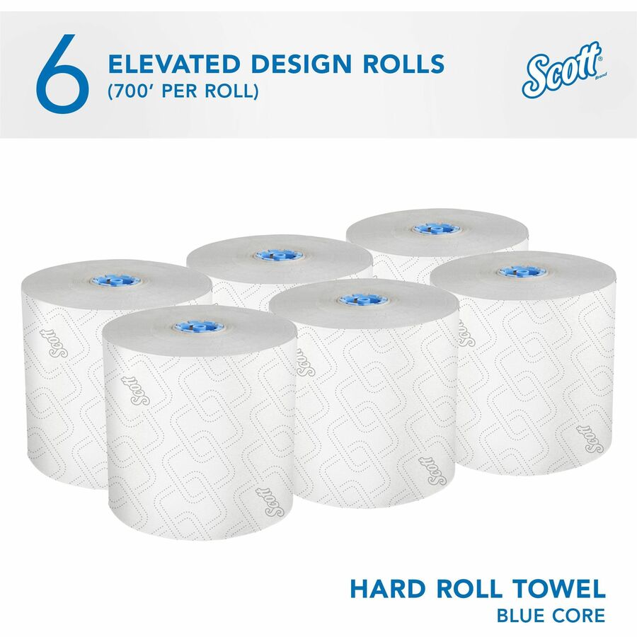 Scott Pro High-Capacity Hard Roll Towels with Elevated Design & Absorbency Pockets - 7.50" x 700 ft - 1.75" Core - White - Paper - Quick Drying, Absorbent, Hygienic - For Hand, Washroom, Breakroom, Restroom, Guest, Employee - 6 / Carton