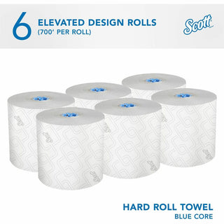 Scott Pro High-Capacity Hard Roll Towels with Elevated Design & Absorbency Pockets - 7.50" x 700 ft - 1.75" Core - White - Paper - Quick Drying, Absorbent, Hygienic - For Hand, Washroom, Breakroom, Restroom, Guest, Employee - 6 / Carton