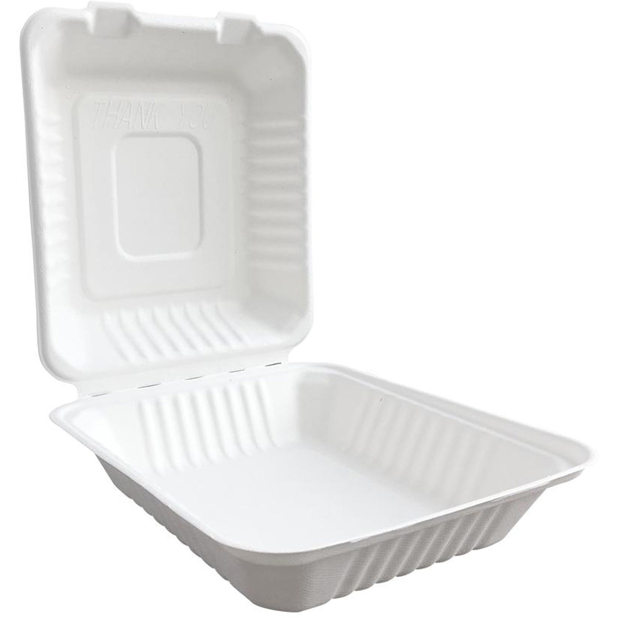 SEPG BE-FC88 Hinged Container - Food, Sandwich - Microwave Safe - Bagasse Body - 200 / Carton
