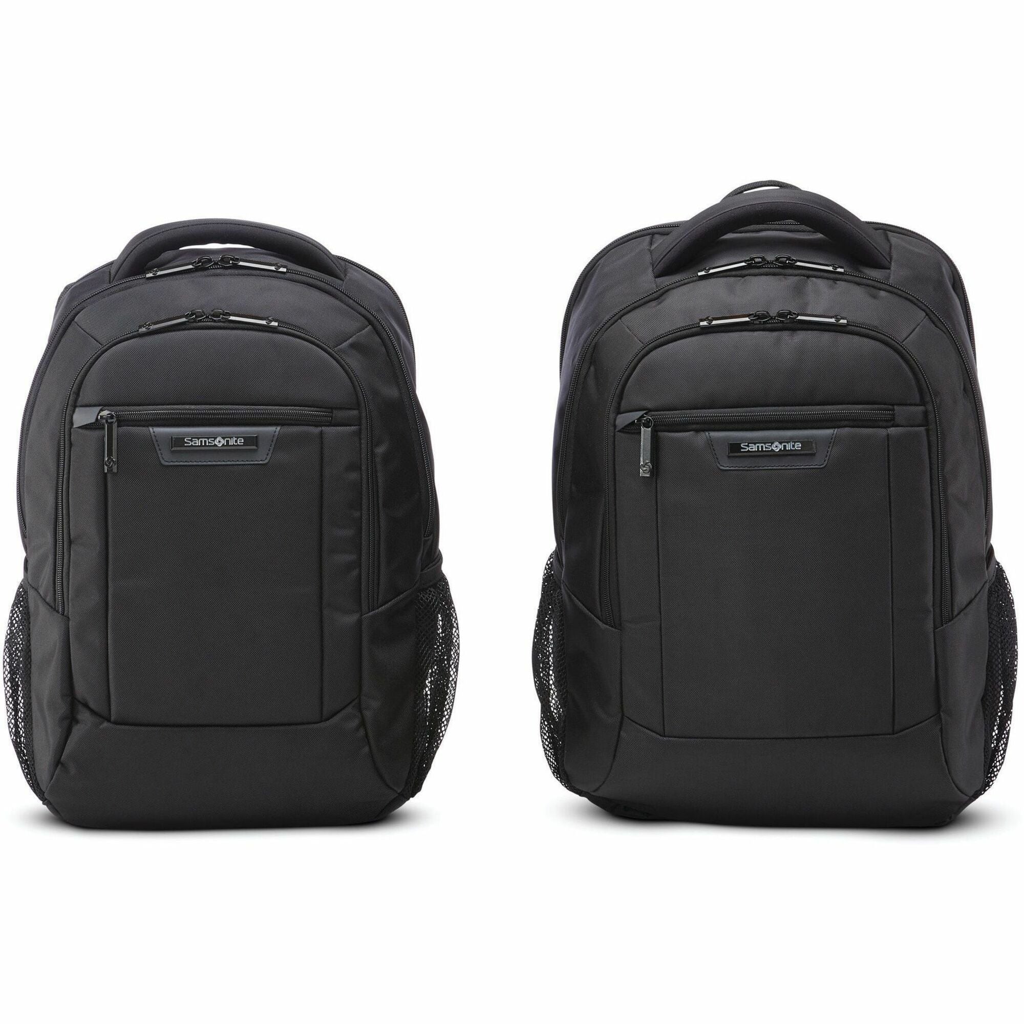 Samsonite Classic Business 2.0 Carrying Case (Backpack) for 13" to 15.6" Apple iPad Notebook, Tablet, Smartphone, Pen, Business Card, Accessories - Black - Polyester Body - Shoulder Strap, Handle - 17" Height x 7.3" Width x 11.3" Depth - Medium Size