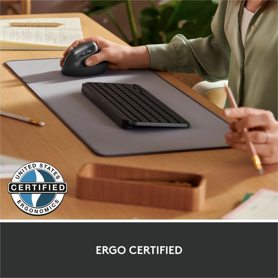 Lift for Business Vertical Ergonomic Mouse, 2.4 GHz Frequency/32 ft Wireless Range, Right Hand Use, Graphite