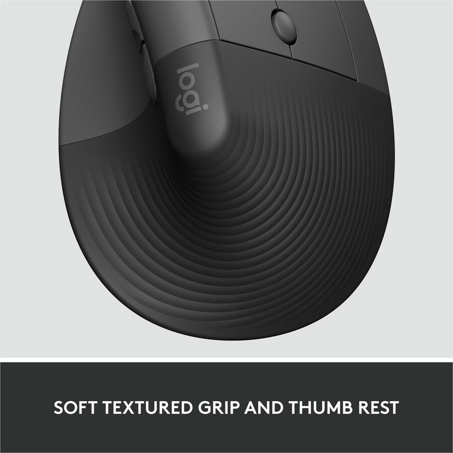 Lift for Business Vertical Ergonomic Mouse, 2.4 GHz Frequency/32 ft Wireless Range, Right Hand Use, Graphite