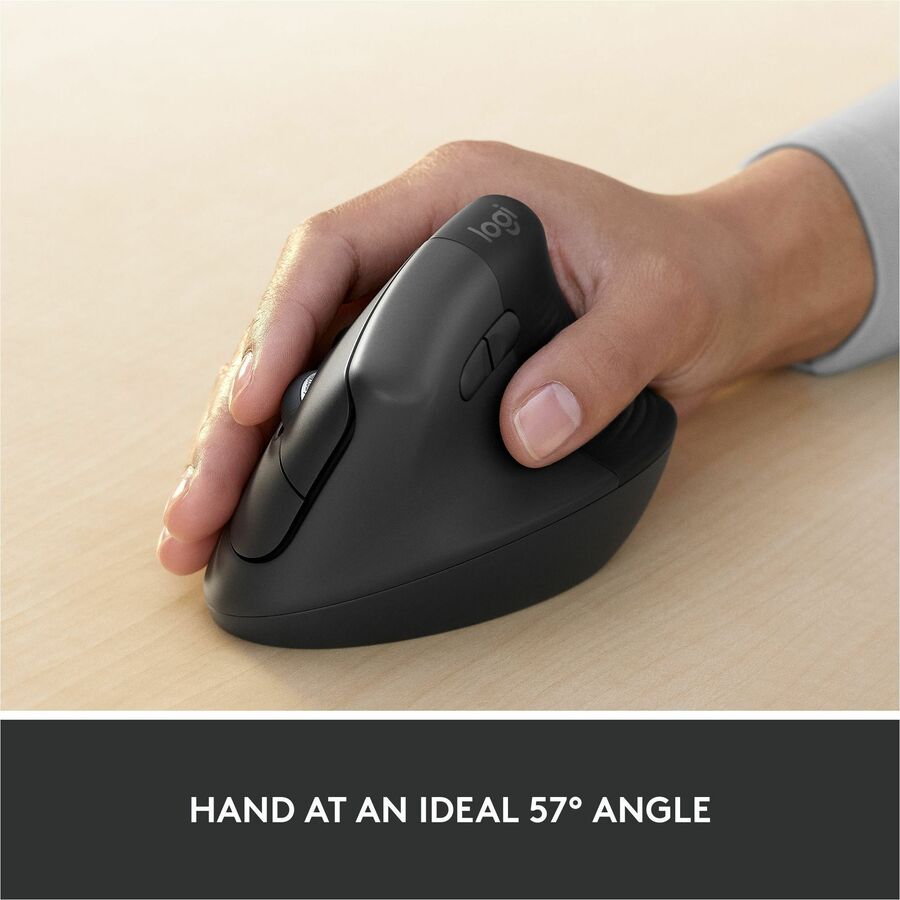 Lift for Business Vertical Ergonomic Mouse, 2.4 GHz Frequency/32 ft Wireless Range, Right Hand Use, Graphite