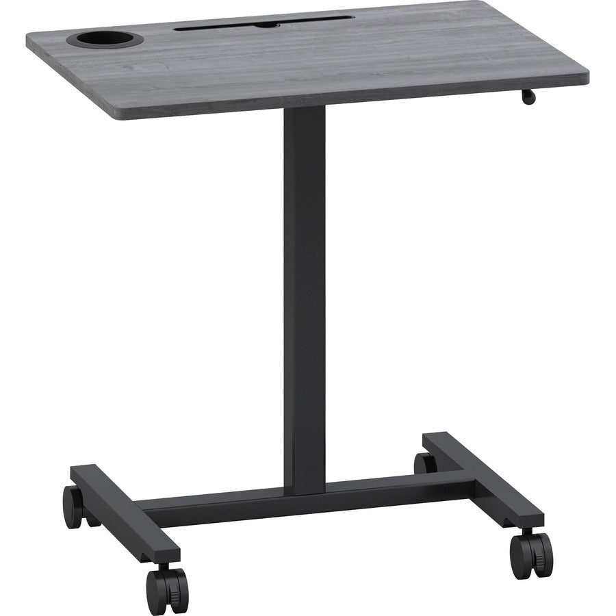 Lorell Height-adjustable Mobile Desk - For - Table TopWeathered Charcoal Laminate Top - Powder Coated Base - Adjustable Height - 30" to 43.63" Adjustment - 43" Height x 26.63" Width x 19.13" Depth - Assembly Required - 1 Each