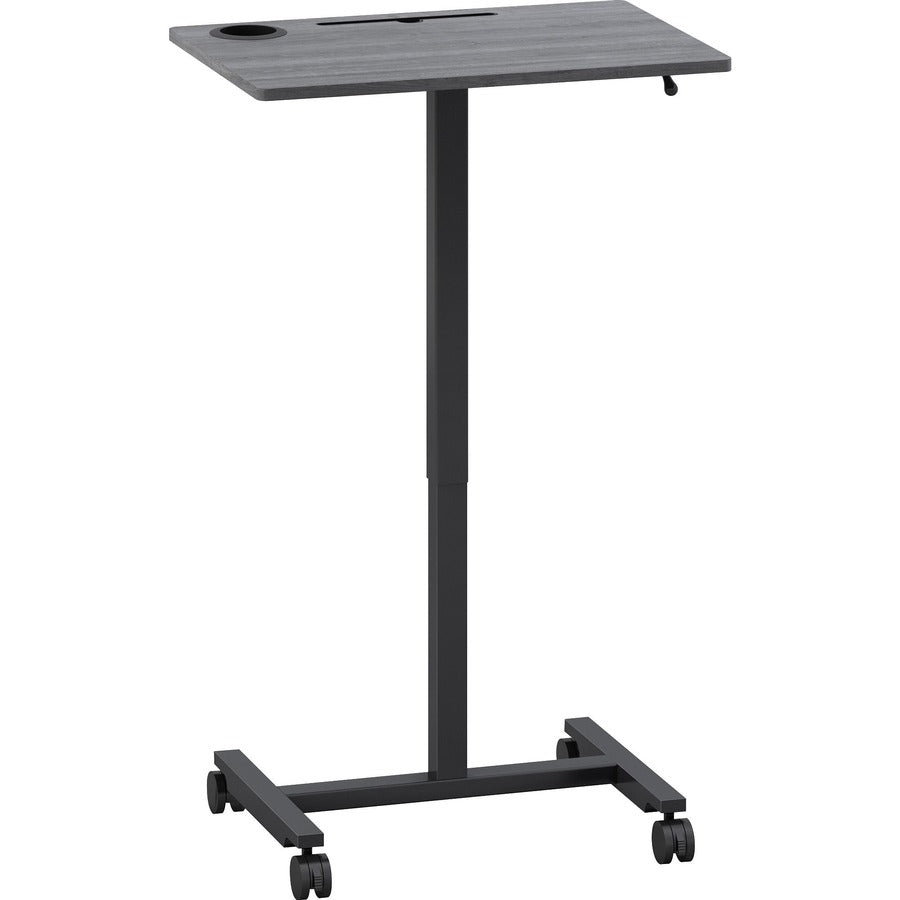 Lorell Height-adjustable Mobile Desk - For - Table TopWeathered Charcoal Laminate Top - Powder Coated Base - Adjustable Height - 30" to 43.63" Adjustment - 43" Height x 26.63" Width x 19.13" Depth - Assembly Required - 1 Each