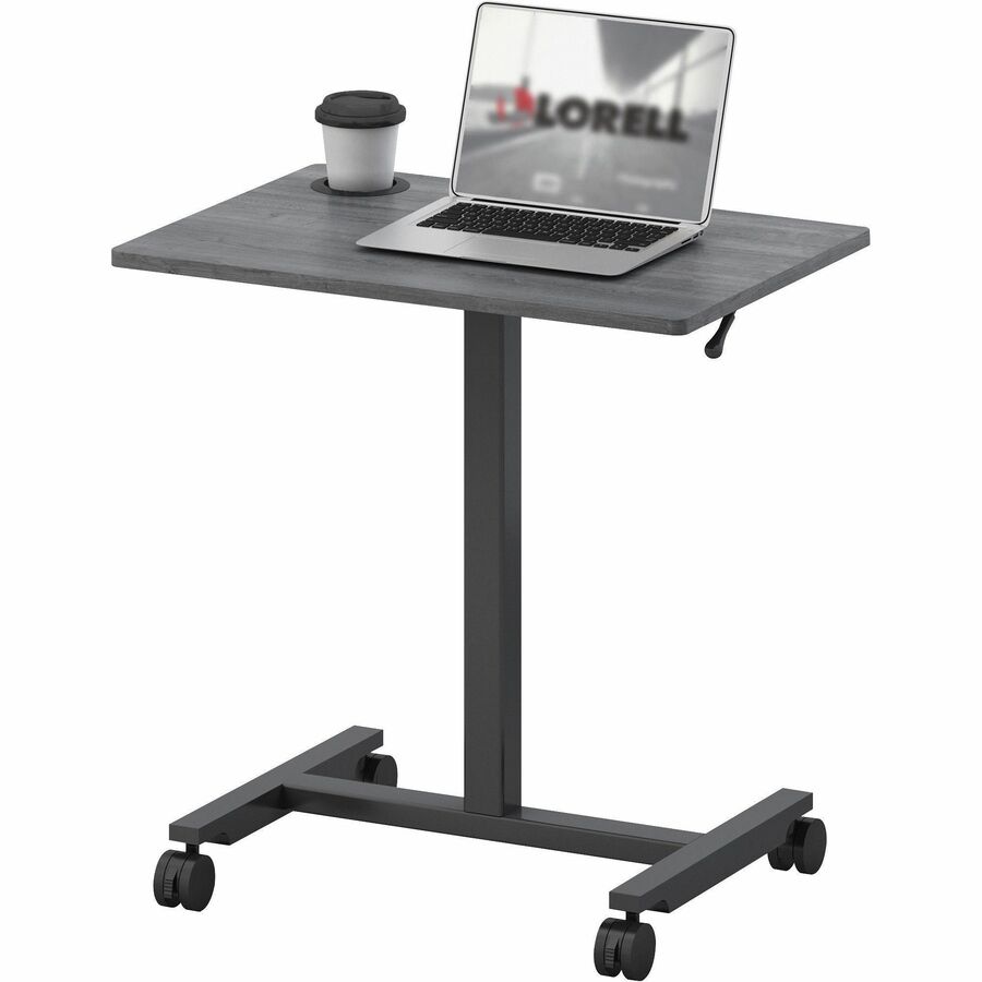 Lorell Height-adjustable Mobile Desk - For - Table TopWeathered Charcoal Laminate Top - Powder Coated Base - Adjustable Height - 30" to 43.63" Adjustment - 43" Height x 26.63" Width x 19.13" Depth - Assembly Required - 1 Each