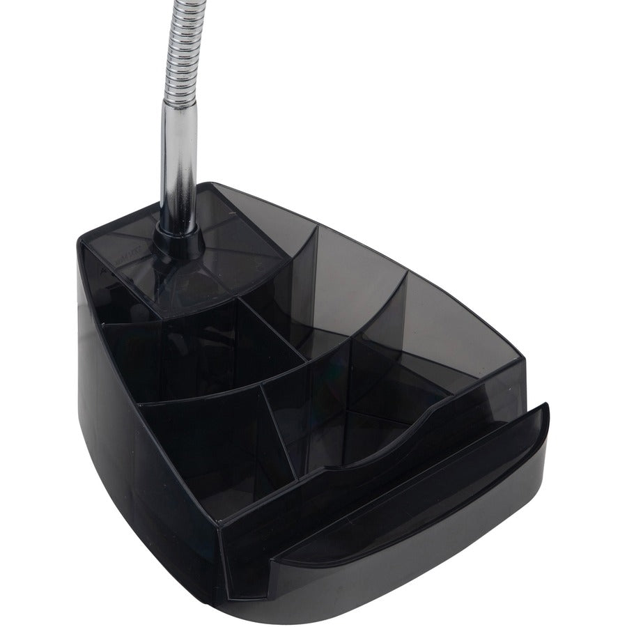 Victory Light V-Light Organizer Desk Lamp - 10 W LED Bulb - Chrome - Flexible Arm - Desk Mountable - Black, Chrome, Translucent - for Desk, Tablet, Phone