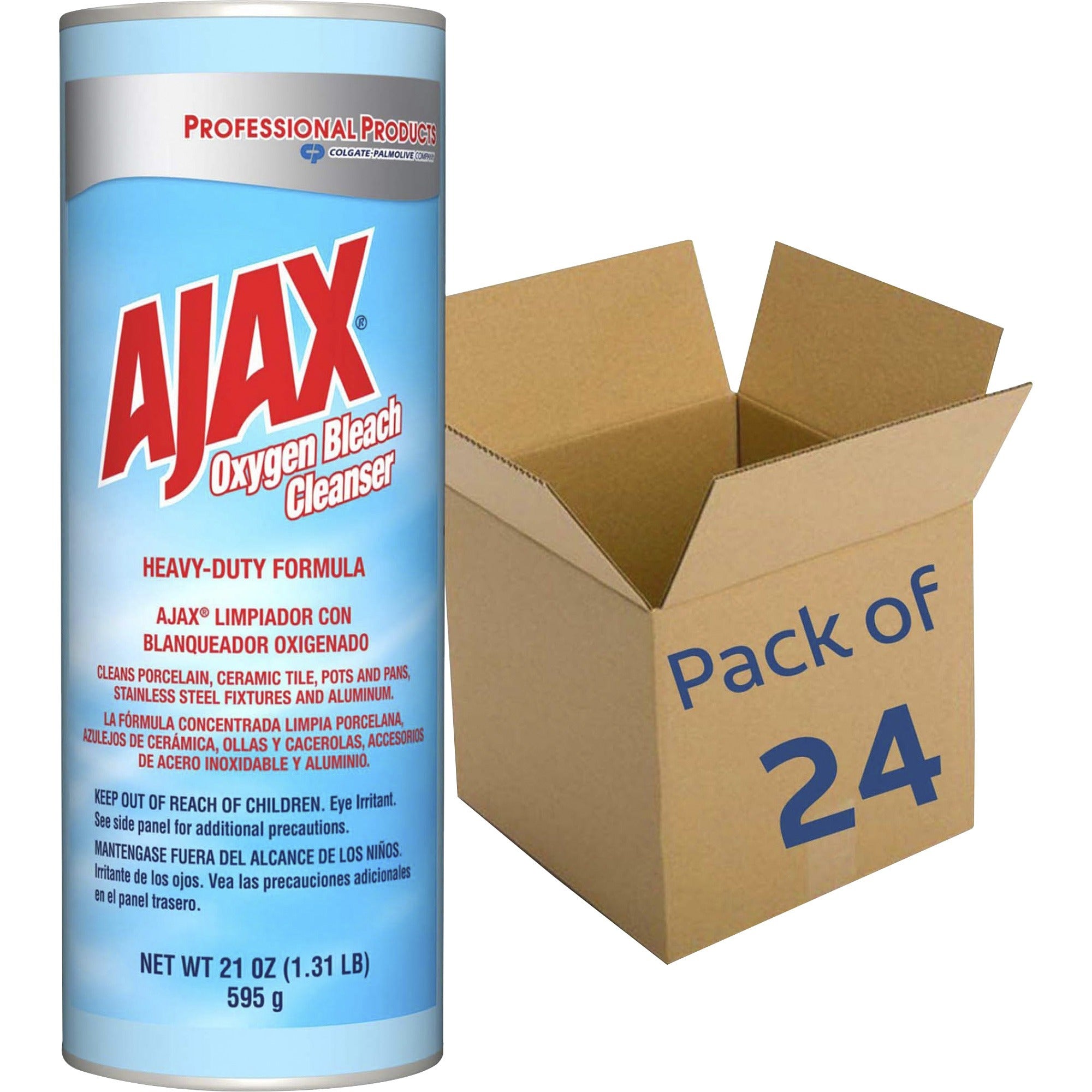 AJAX Oxygen Bleach Cleanser - 21 oz (1.31 lb) - Pleasant Scent - 24 / Carton - Heavy Duty - Blue