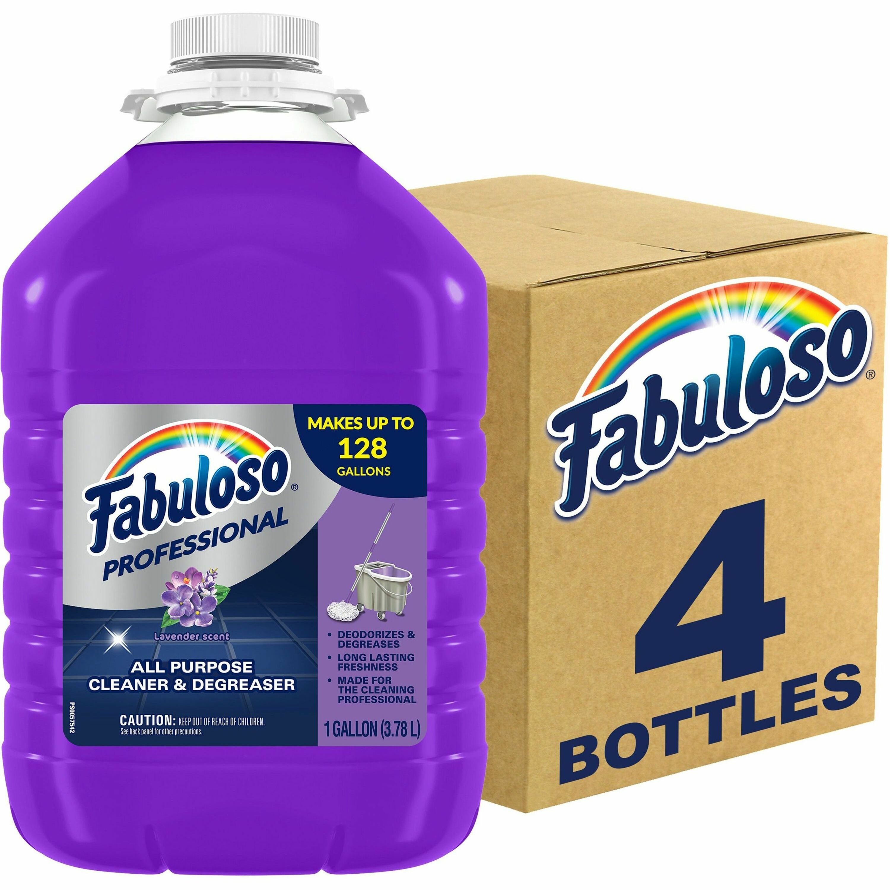 Fabuloso All-Purpose Cleaner - 128 fl oz (4 quart) - Lavender, Fresh ScentBottle - 4 / Carton - Long Lasting, pH Neutral, Rinse-free, Deodorize, Easy to Use, Residue-free - Purple - 1