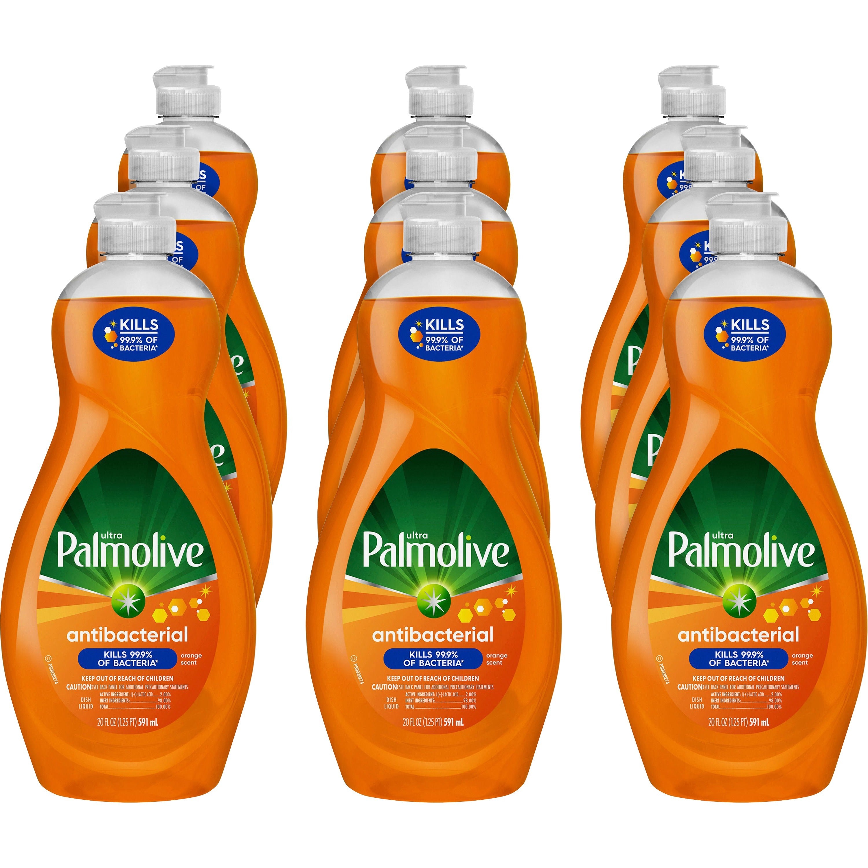 Palmolive Antibacterial Ultra Dish Soap - Concentrate - 20 fl oz (0.6 quart) - 9 / Carton - Phosphate-free, Kosher-free, Residue-free, Non-abrasive, Antibacterial - Orange - 1