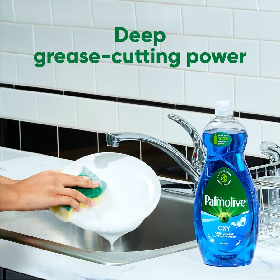 Palmolive Ultra Dish Soap Oxy Degreaser - Concentrate - 20 fl oz (0.6 quart) - 9 / Carton - Residue-free, Dry Resistant, Eco-friendly, Biodegradable, Phosphate-free, Paraben-free - Blue