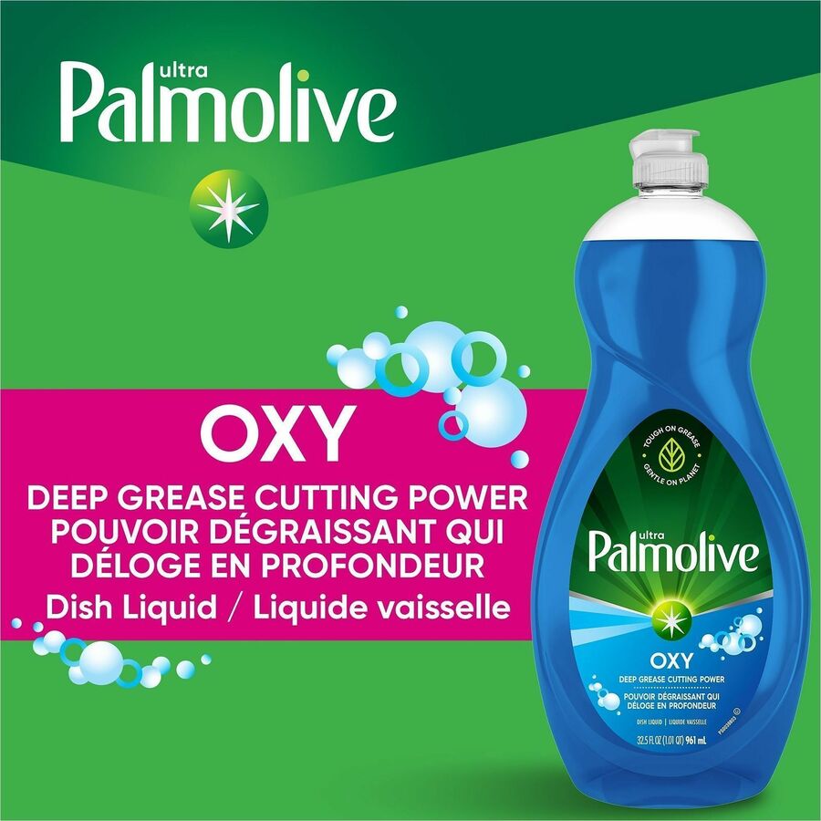 Palmolive Ultra Dish Soap Oxy Degreaser - Concentrate - 32.5 fl oz (1 quart) - 9 / Carton - Residue-free, Soft, Biodegradable, Phosphate-free, Paraben-free, Eco-friendly - Multi