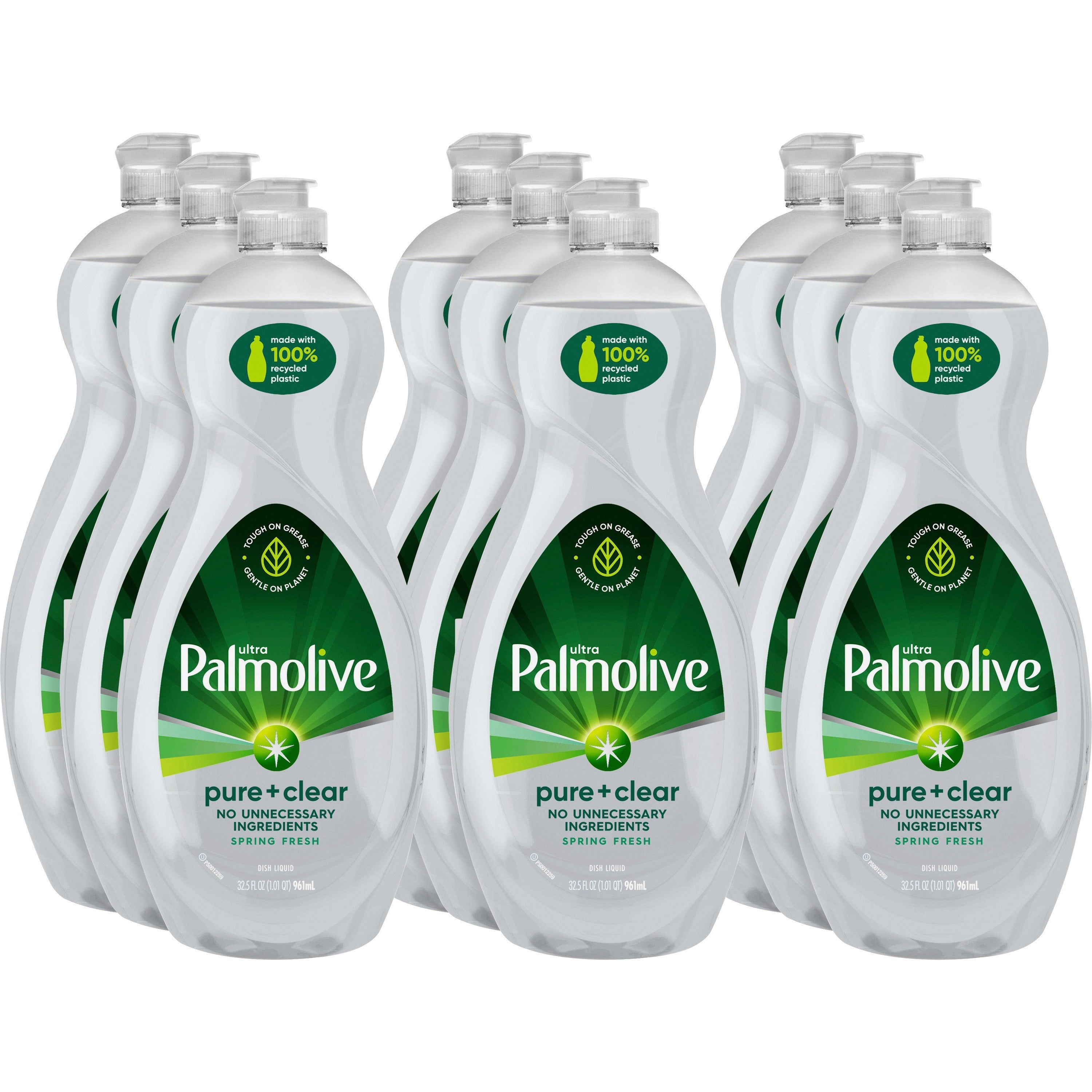 Palmolive Pure/Clear Ultra Dish Soap - 32.5 fl oz (1 quart) - 9 / Carton - Hypoallergenic, Fragrance-free, Dye-free, Phosphate-free, Paraben-free, Biodegradable, Eco-friendly - Clear - 1