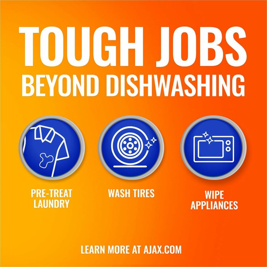 AJAX Triple Action Dish Soap - 52 fl oz (1.6 quart) - Orange Scent - 6 / Carton - Pleasant Scent, Phosphate-free, Kosher-free - Orange