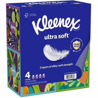 Kleenex Ultra Soft Tissues - 3 Ply - White - Soft, Strong, Fragrance-free - For Home, Office, Business - 60 Per Box - 12 / Carton
