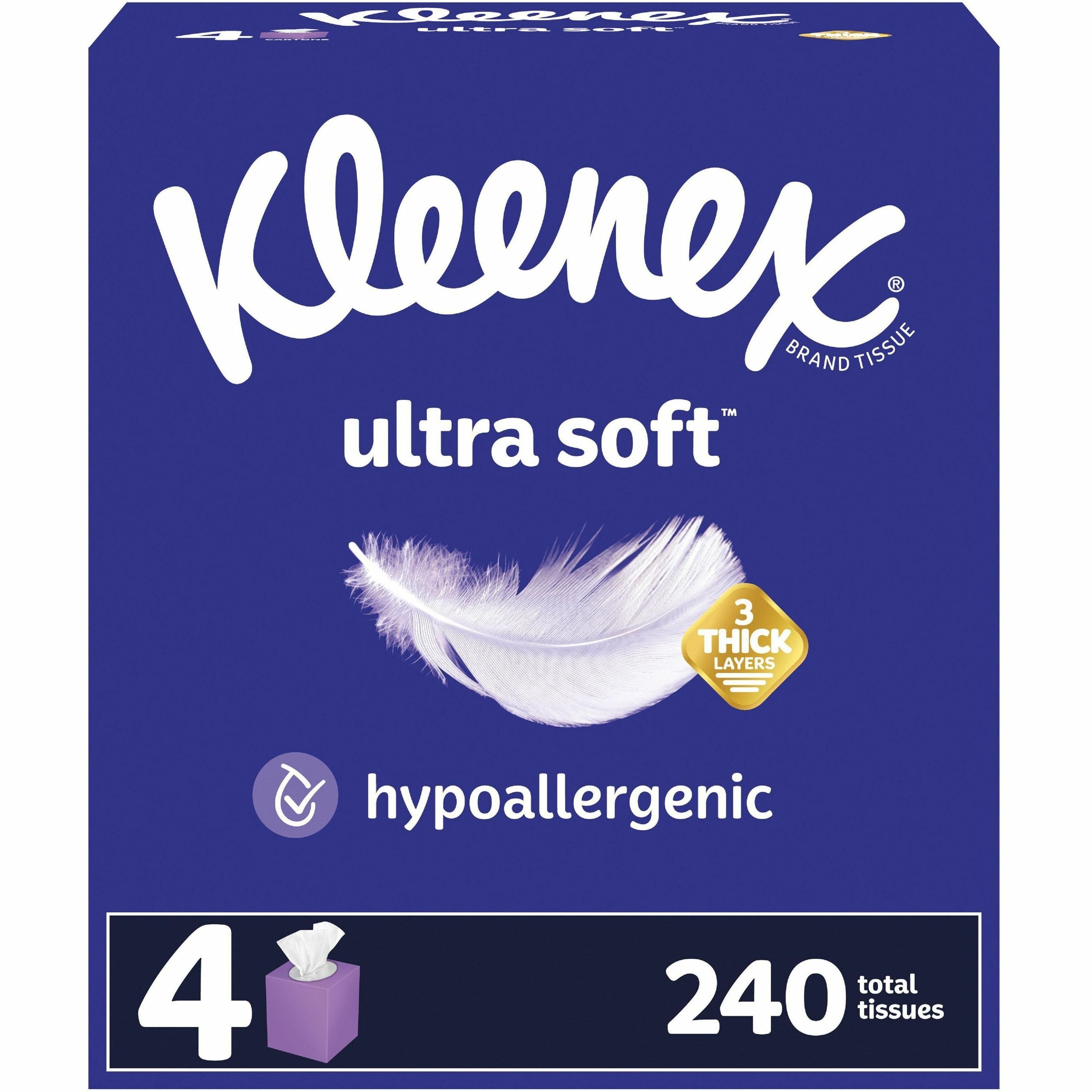 kleenex-ultra-soft-tissues-3-ply-white-soft-strong-fragrance-free-for-home-office-business-60-per-box-12-carton_kcc54308ct - 1