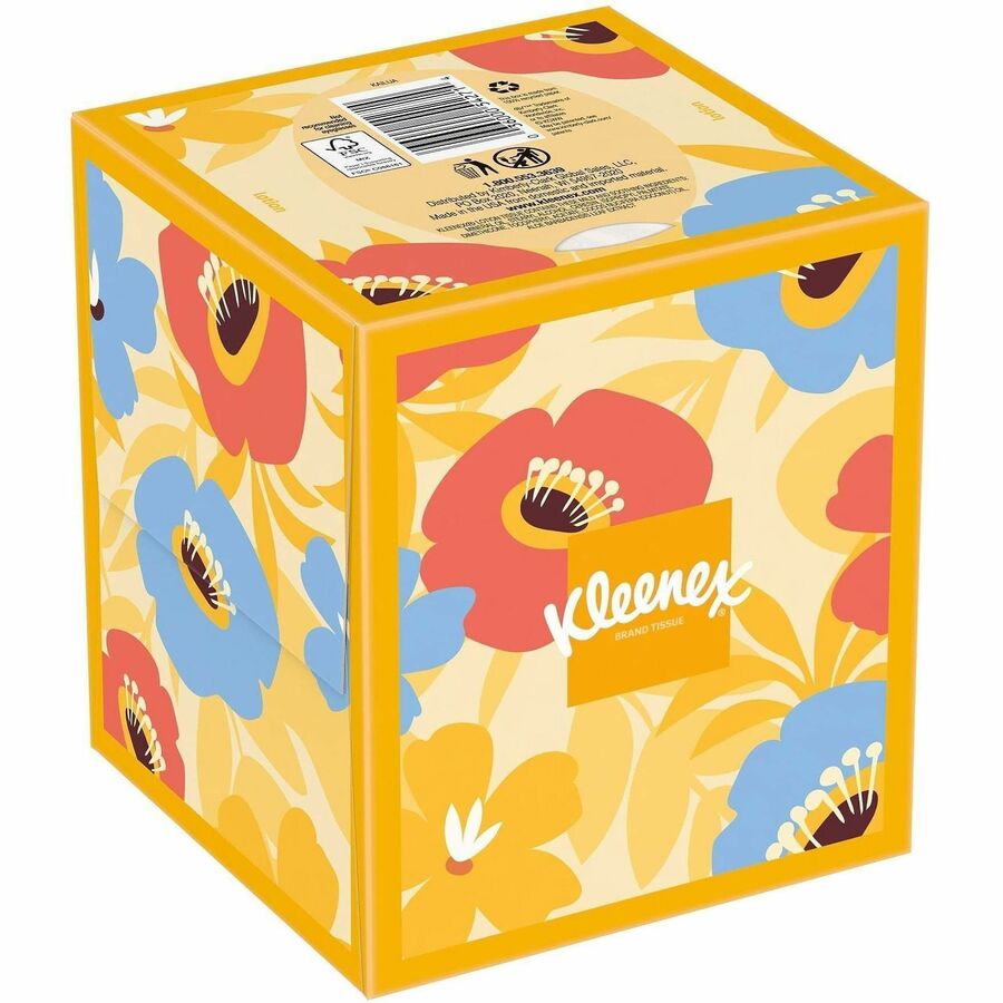 Kleenex Soothing Lotion Tissues - 3 Ply - White - Moisturizing, Soft - For Face, Home, Office, Business, Skin - 60 Per Box - 27 / Carton