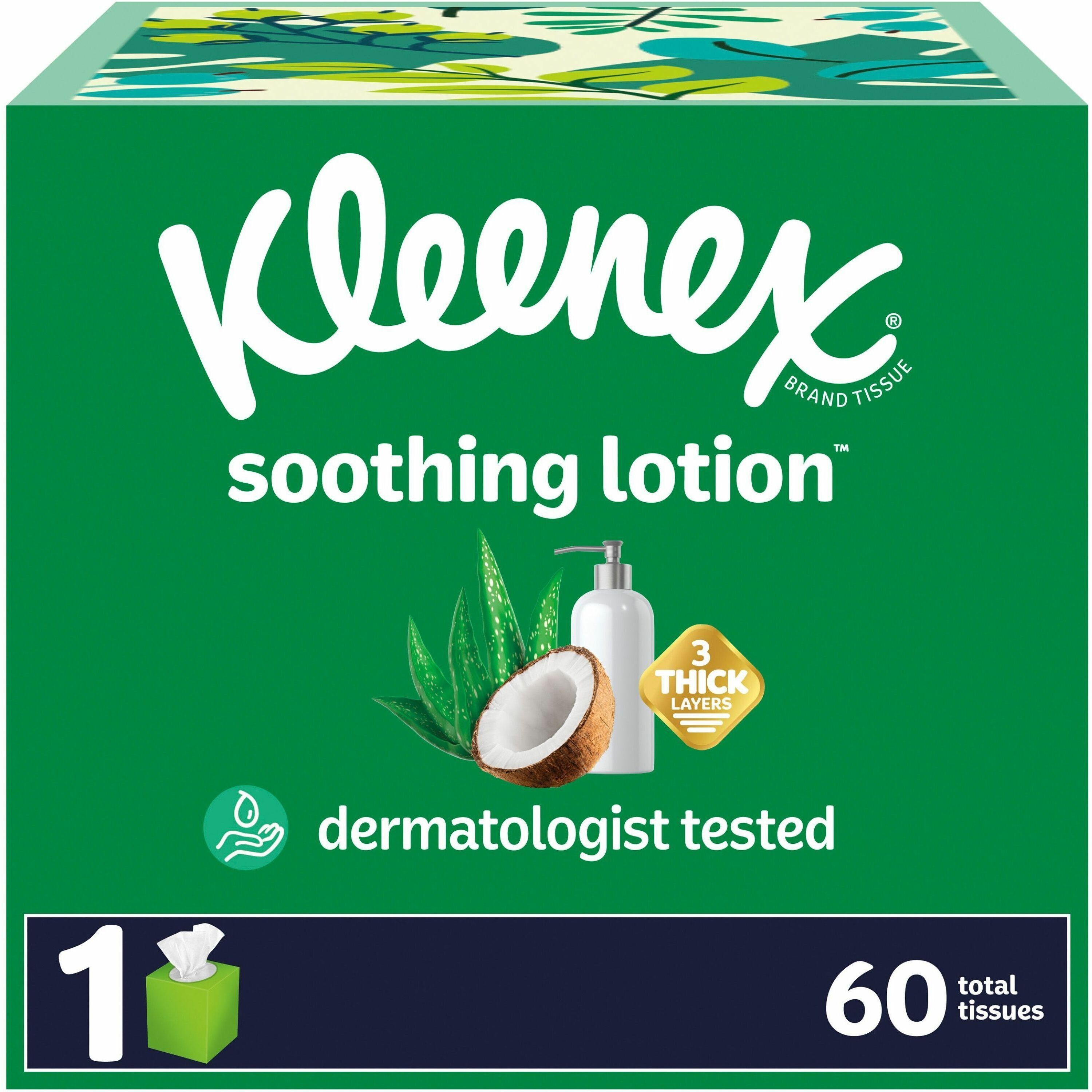 kleenex-soothing-lotion-tissues-3-ply-white-moisturizing-soft-for-face-home-office-business-skin-60-per-box-27-carton_kcc54271ct - 1