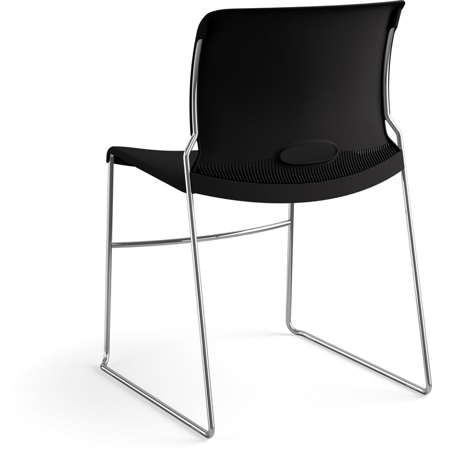 HON 4040 Series High Density Olson Stacker Chair - Onyx Plastic Seat - Onyx Plastic Back - Chrome Steel Frame - 4 / Carton