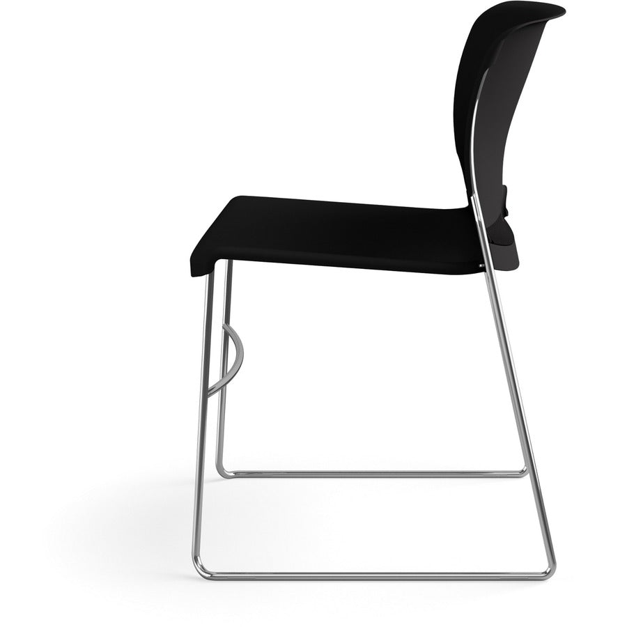 HON 4040 Series High Density Olson Stacker Chair - Onyx Plastic Seat - Onyx Plastic Back - Chrome Steel Frame - 4 / Carton