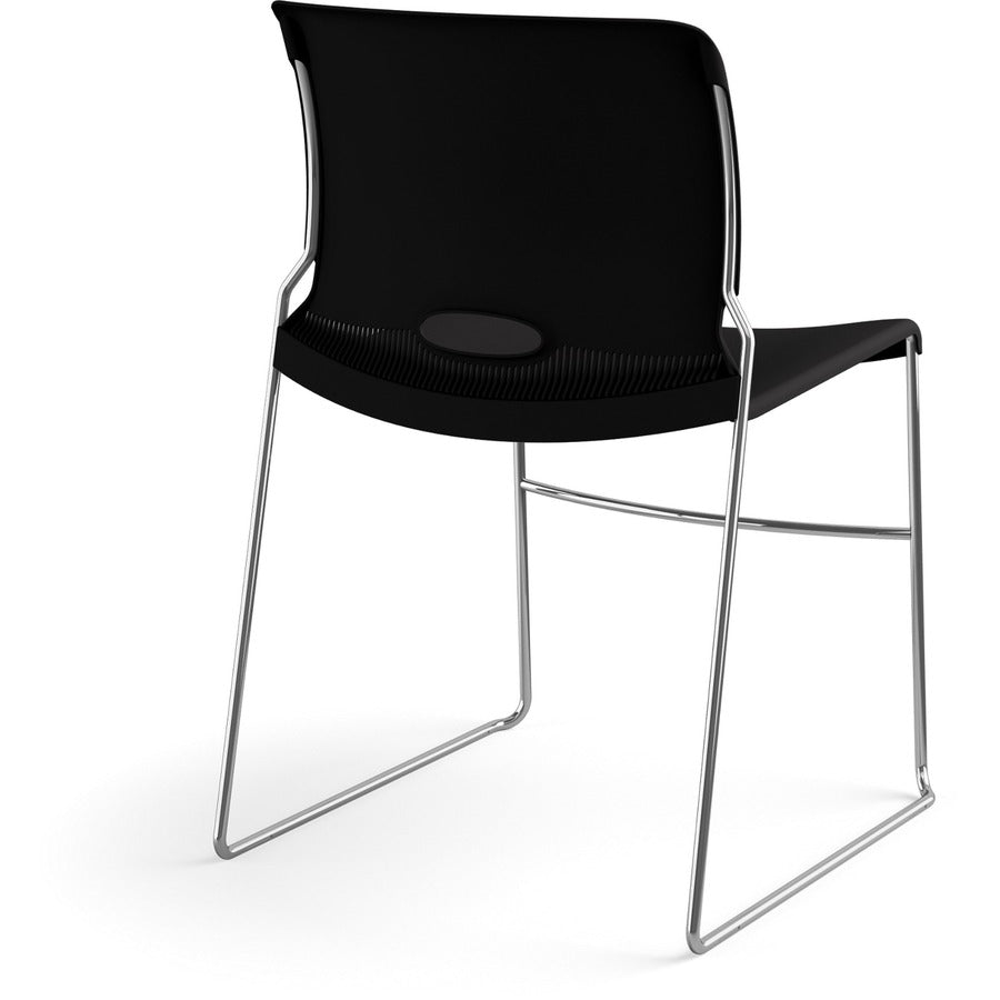HON 4040 Series High Density Olson Stacker Chair - Onyx Plastic Seat - Onyx Plastic Back - Chrome Steel Frame - 4 / Carton