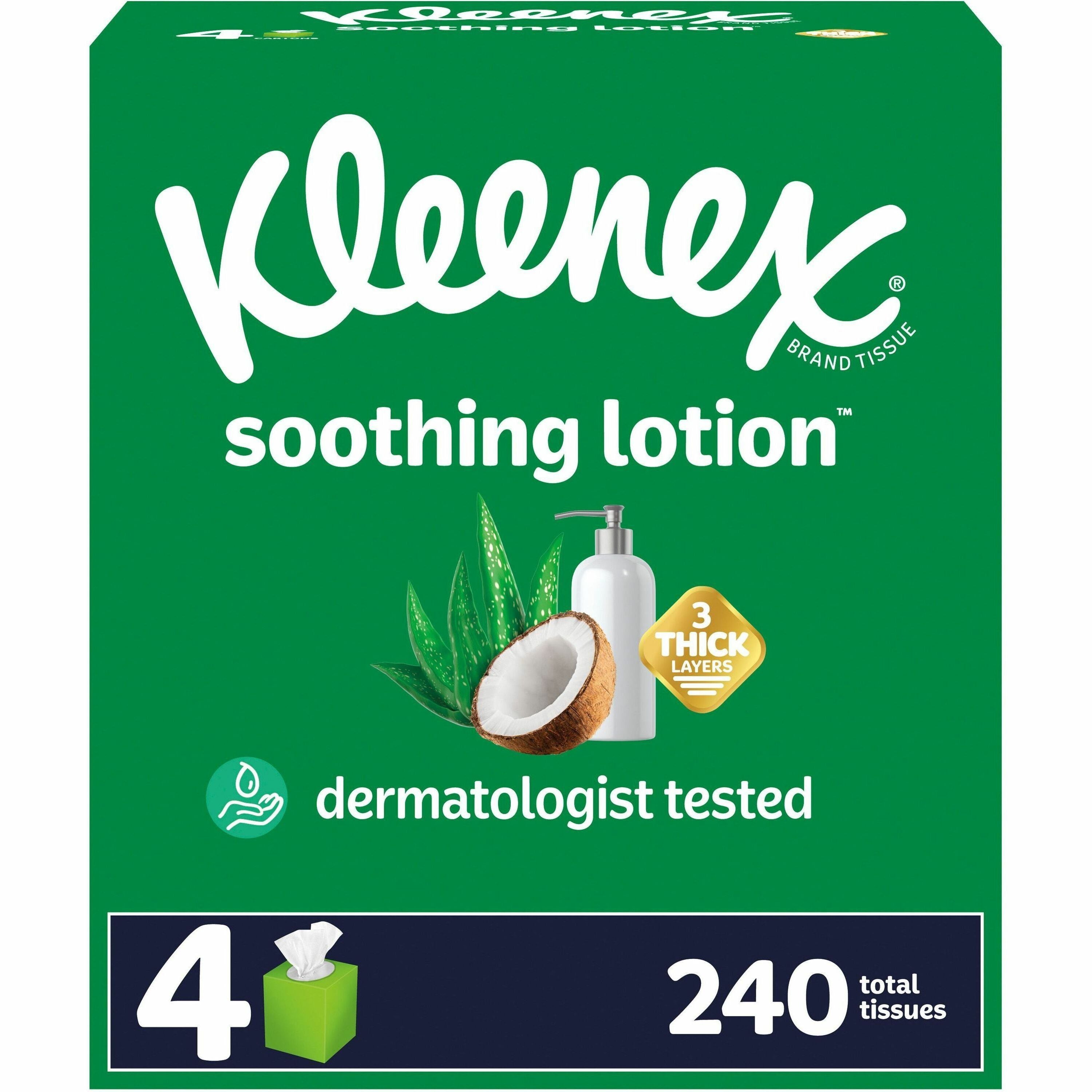 kleenex-soothing-lotion-tissues-3-ply-white-moisturizing-soft-strong-for-face-home-office-business-skin-60-per-box-8-carton_kcc54289ct - 1