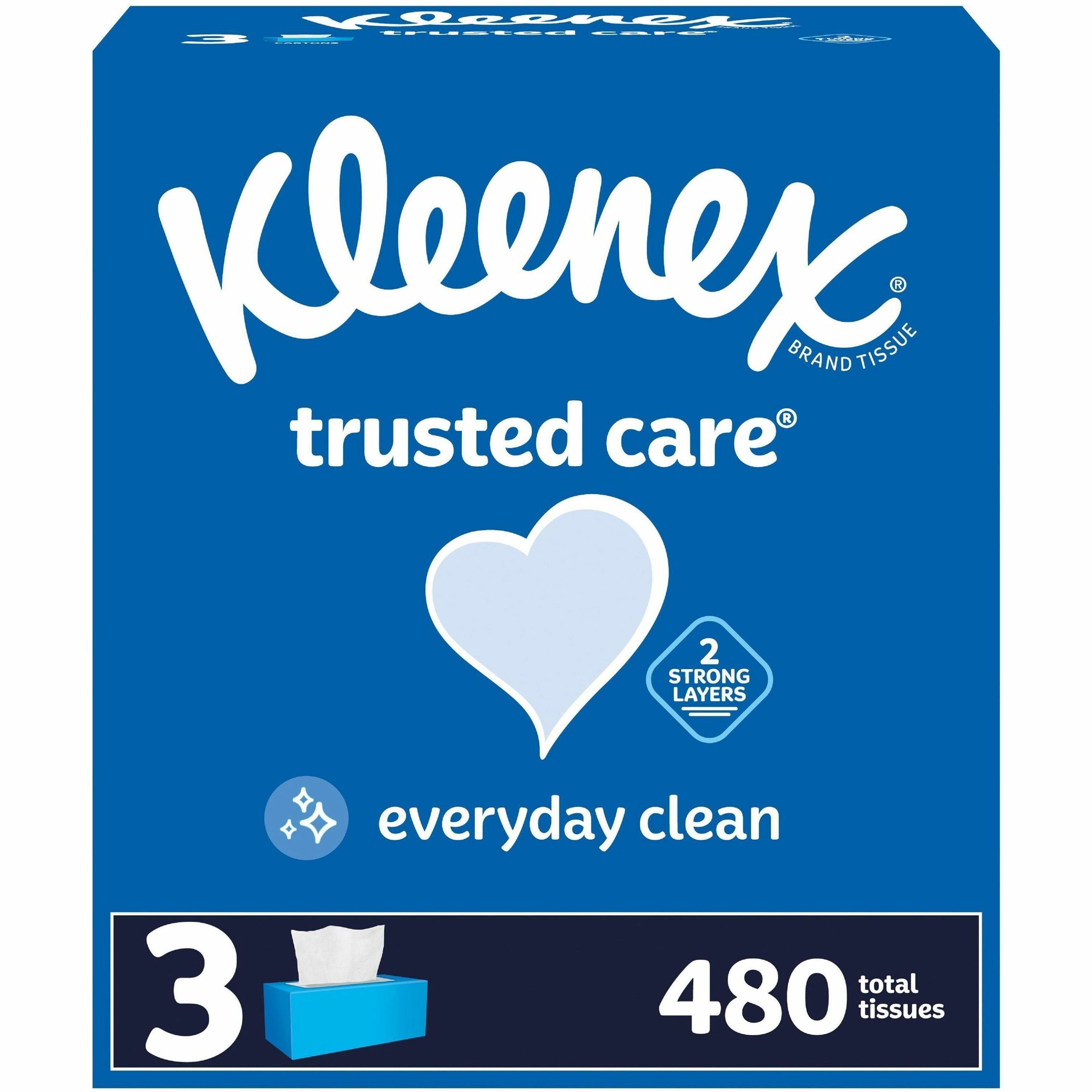 kleenex-trusted-care-tissues-2-ply-840-x-850-white-soft-absorbent-thick-strong-for-face-home-160-per-box-12-carton_kcc54303ct - 1