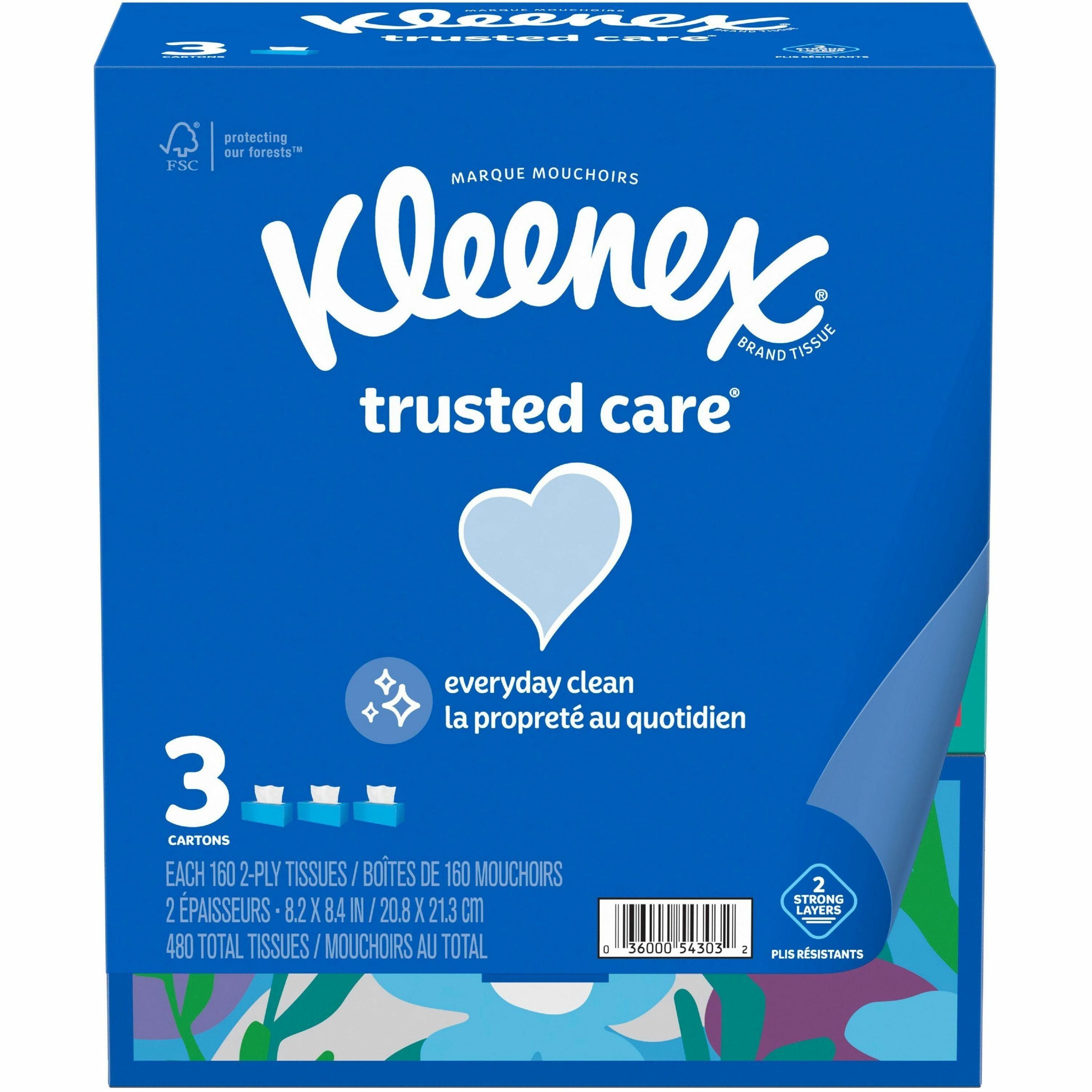 kleenex-trusted-care-tissues-2-ply-840-x-850-white-soft-absorbent-thick-strong-for-face-home-160-per-box-12-carton_kcc54303ct - 2