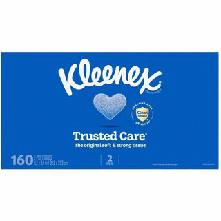 Kleenex trusted care Tissues - 2 Ply - 8.40" x 8.50" - White - Soft, Absorbent, Thick, Strong - For Face, Home - 160 Per Box - 12 / Carton