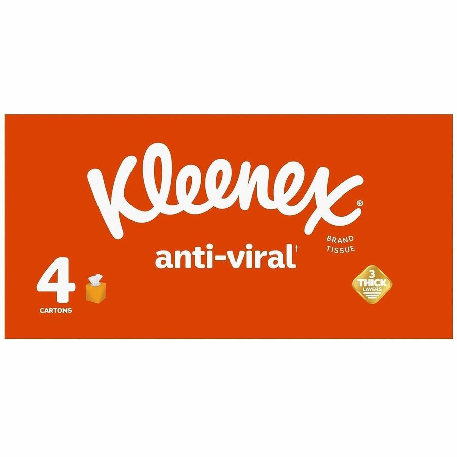 Kleenex Anti-viral Facial Tissue - 3 Ply - White - Anti-viral, Soft - For Face, Business, Commercial - 55 Per Box - 12 / Carton