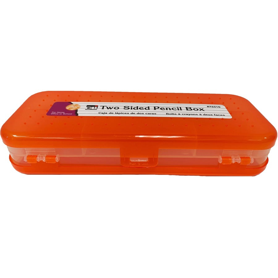 Double-Sided 5-Compartment Pencil Box, 8.5 x 3.5 x 1.5, Randomly Assorted Colors