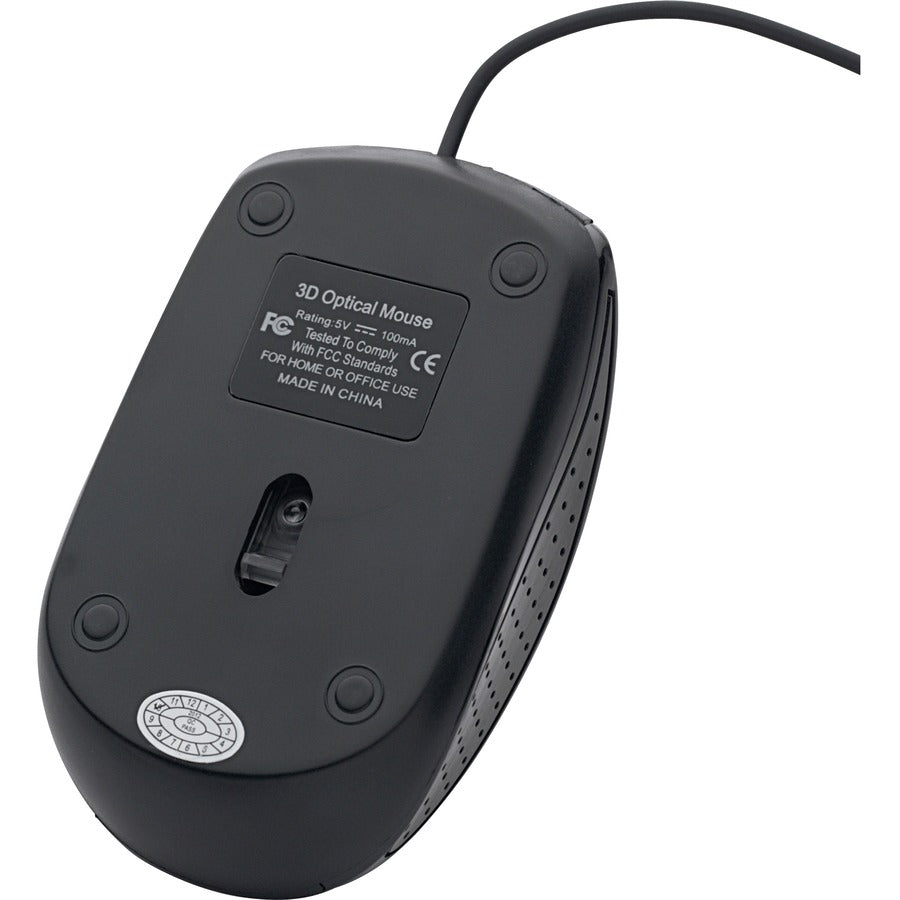 Verbatim Corded Optical Mouse - Black - Optical - Cable - Black - Scroll Wheel