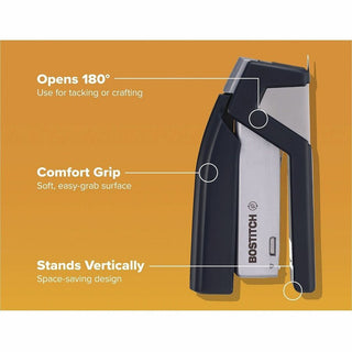 InJoy One-Finger 3-in-1 Eco-Friendly Compact Stapler, 20-Sheet Capacity, Black