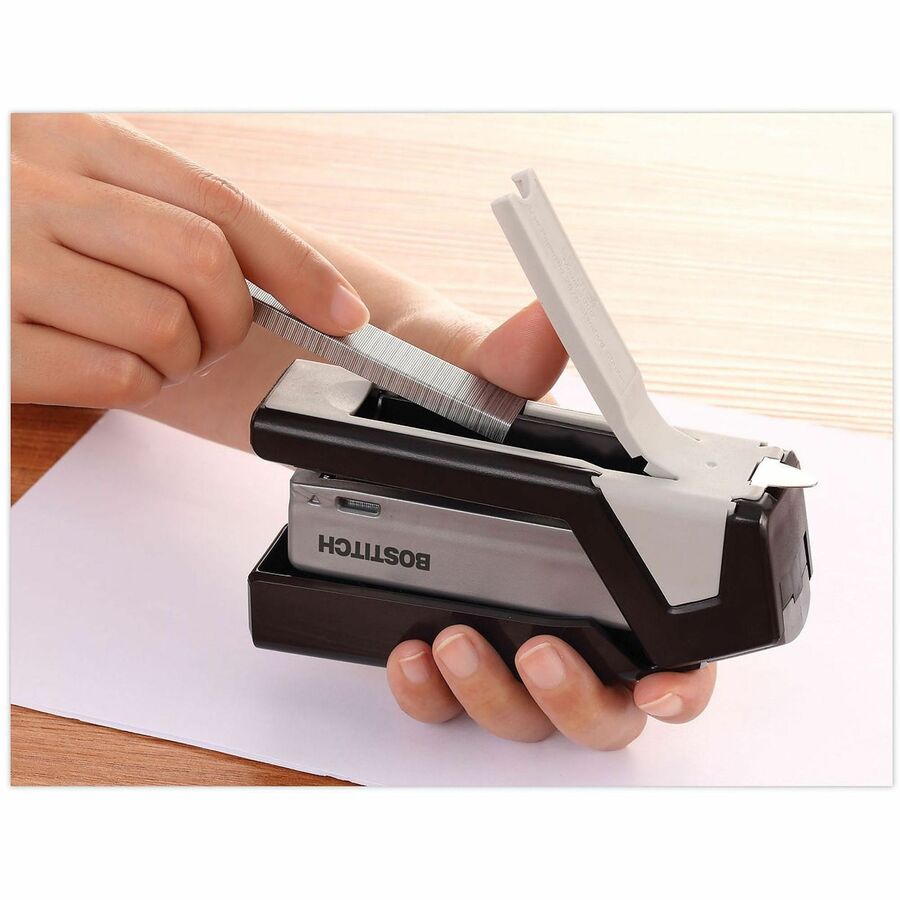 InJoy One-Finger 3-in-1 Eco-Friendly Compact Stapler, 20-Sheet Capacity, Black