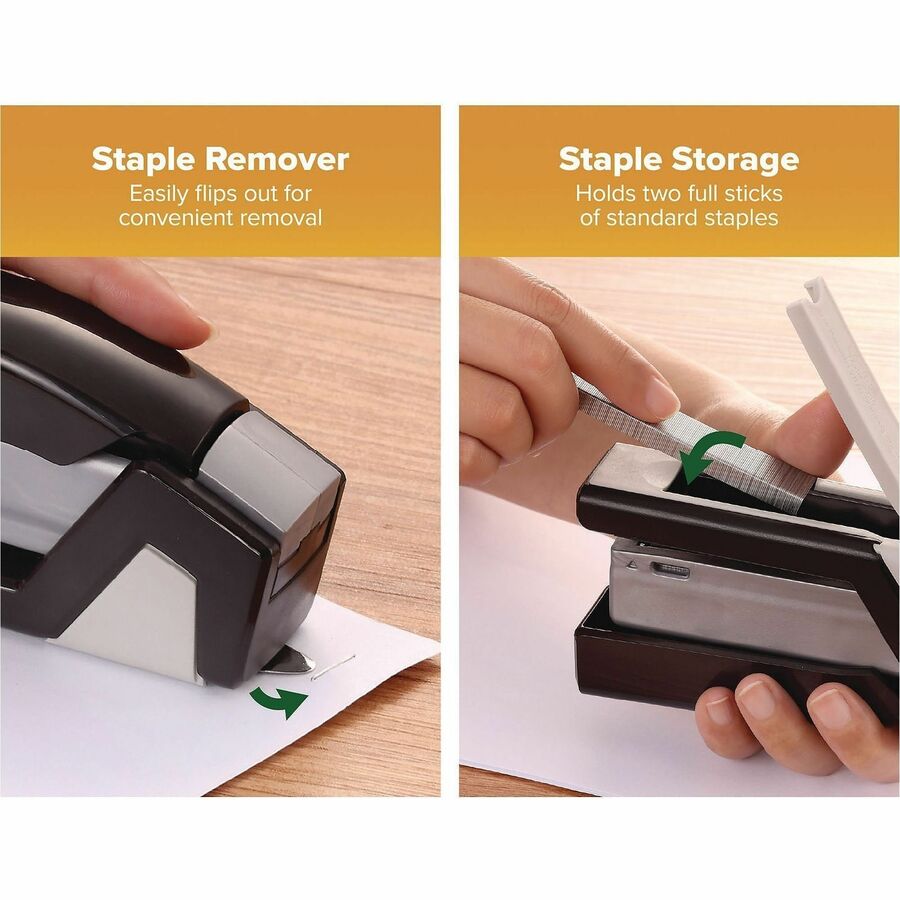 InJoy One-Finger 3-in-1 Eco-Friendly Compact Stapler, 20-Sheet Capacity, Black
