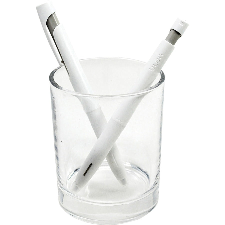 bLen Gel Pen, Retractable, Fine 0.7 mm, Black Ink, White Barrel, Dozen