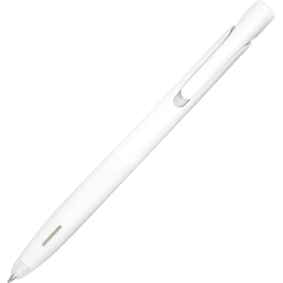 bLen Gel Pen, Retractable, Fine 0.7 mm, Black Ink, White Barrel, Dozen