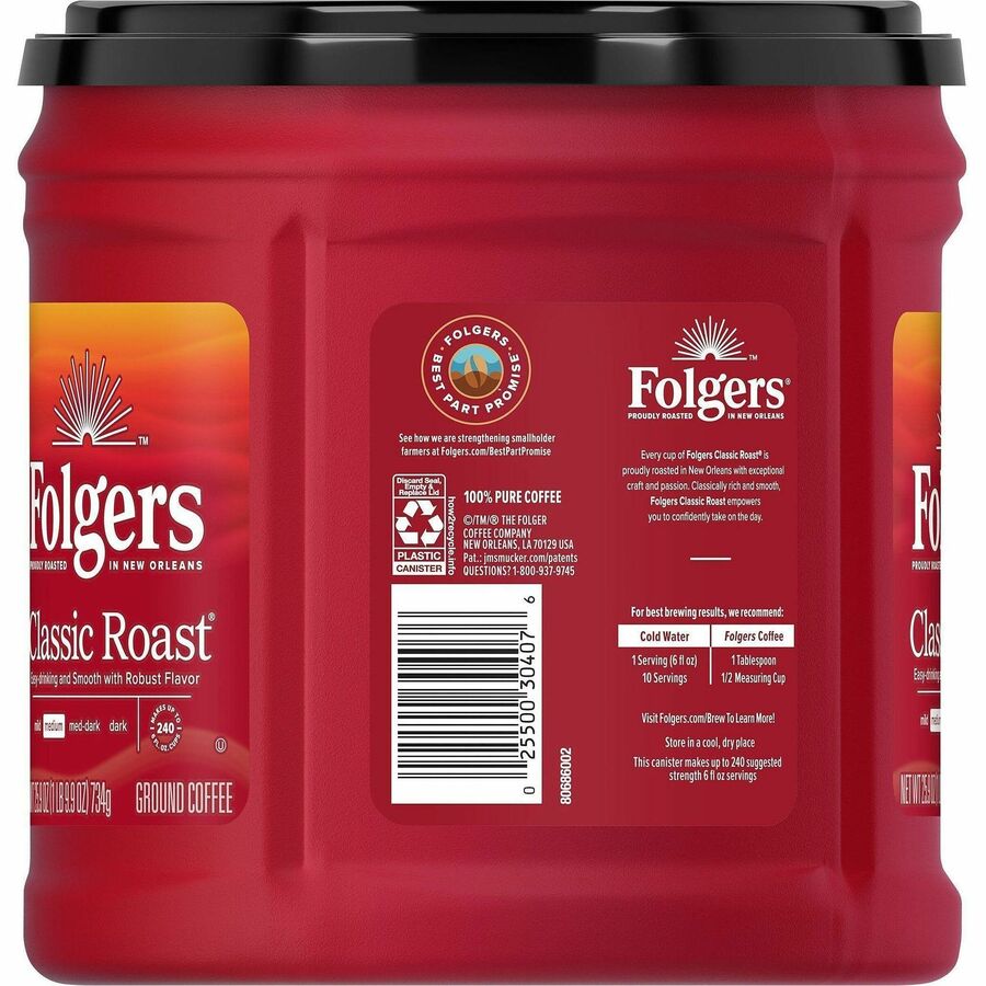 Folgers Ground Classic Roast Coffee - Medium - 25.9 oz - 6 / Carton