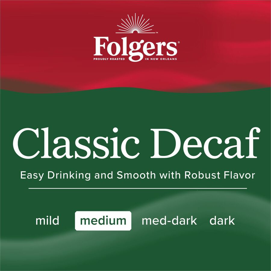 Folgers Classic Decaf Coffee - Medium - 19.2 oz - 6 / Carton