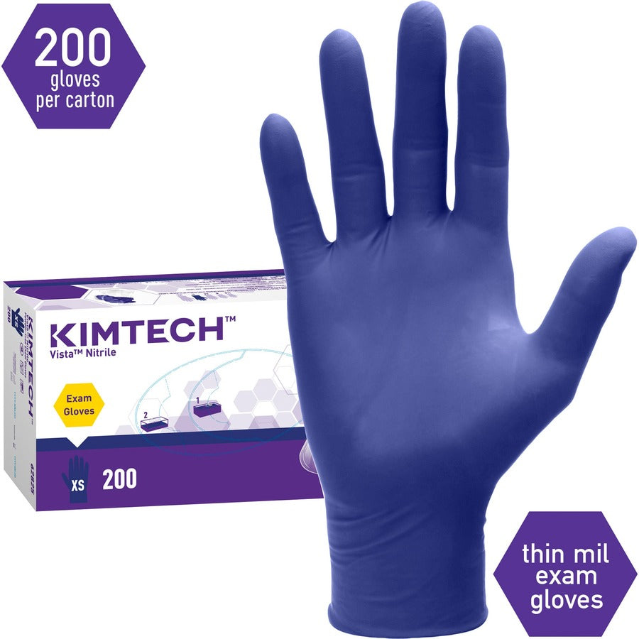 kimtech-vista-nitrile-exam-gloves-x-small-size-for-right-left-hand-nitrile-blue-recyclable-textured-fingertip-powdered-non-sterile-for-laboratory-application-200-box-47-mil-thickness-950-glove-length_kcc62825 - 2