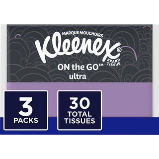 Kleenex On-the-Go Slim Wallet Pack - 30 Facial Tissue-Count - 3 Ply - White - Soft, Durable, Thick, Absorbent, Strong, Moisture Resistant, Portable, Disposable, Eco-friendly, Comfortable, Fragrance-free - 1 Each