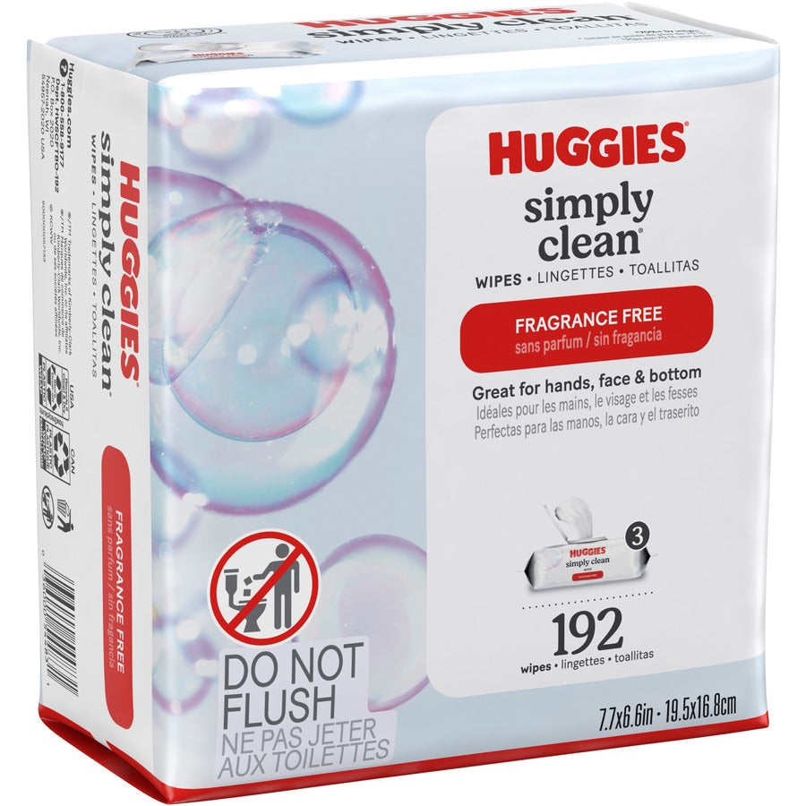 Huggies Simply Clean Wipes - White - Unscented, Hypoallergenic, pH Balanced, Fragrance-free, Alcohol-free, Paraben-free, Phenoxyethanol-free - For Hand, Skin, Face - 1 Each